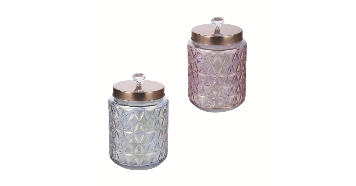 iridiscent clear glass jar