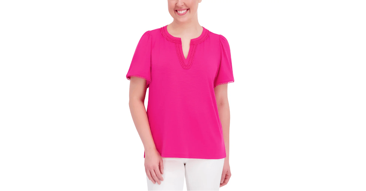 jones new york womens split neck top