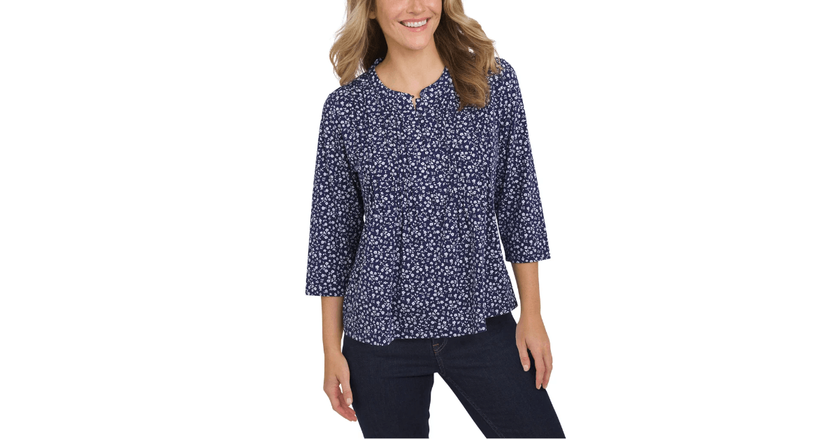lands end womens pinctuck 34 sleeve top