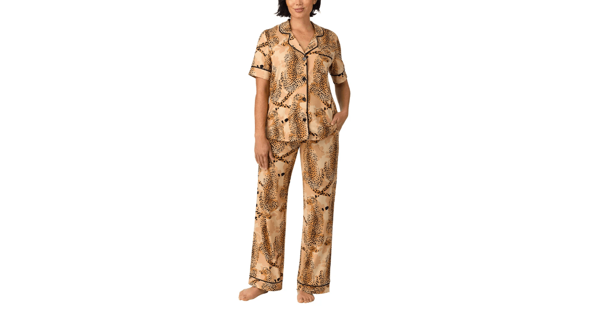 womens notch collar pajama set