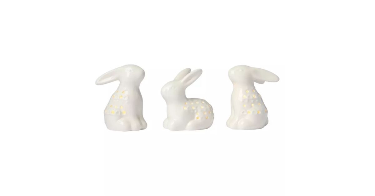3-pack small led ceramic bunnies