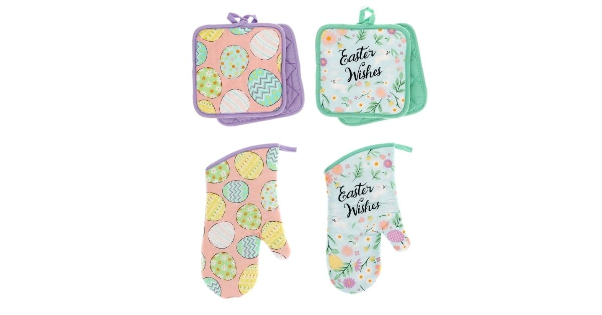easter potholders and oven mitts