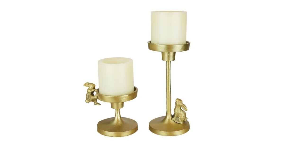 2-pack bunny metal candle holders