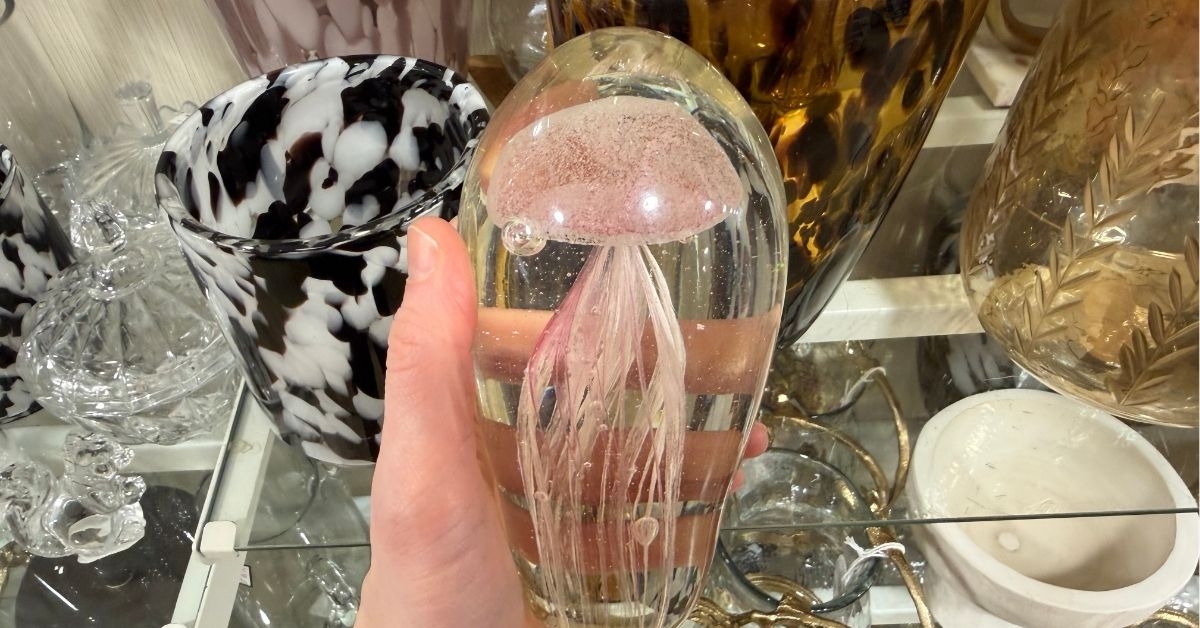 glass jellyfish paper weight