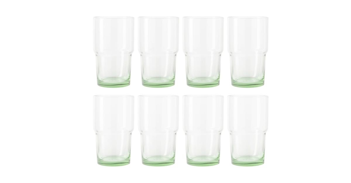 clear green glassware set