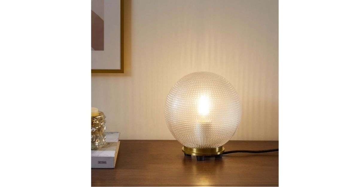 glass and metal table lamp