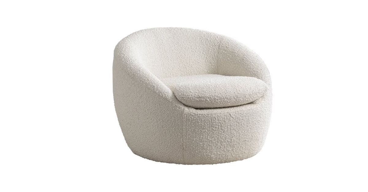 boucle barrel swivel chair