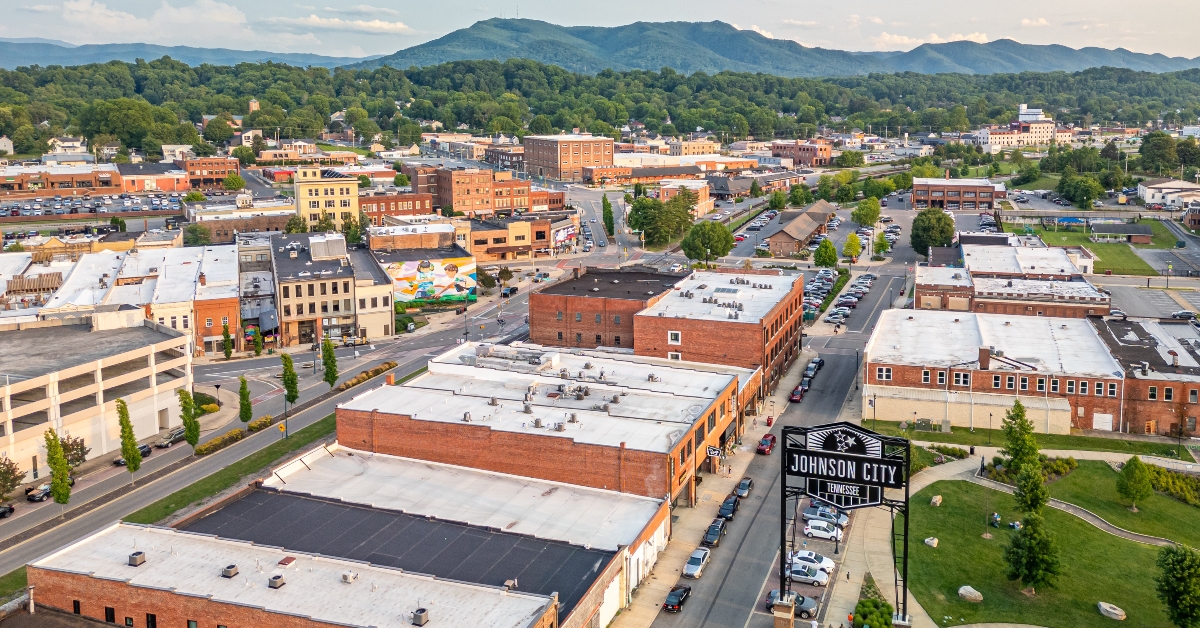 Johnson City, Tennessee aerial view