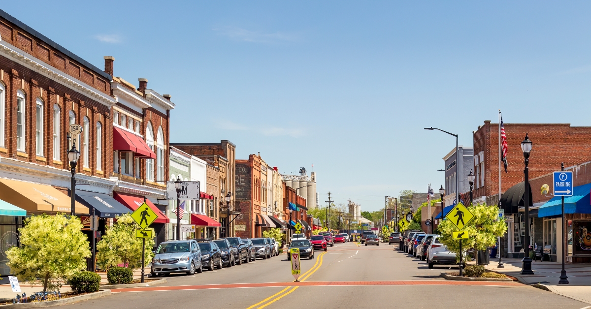 wide-angle main street view