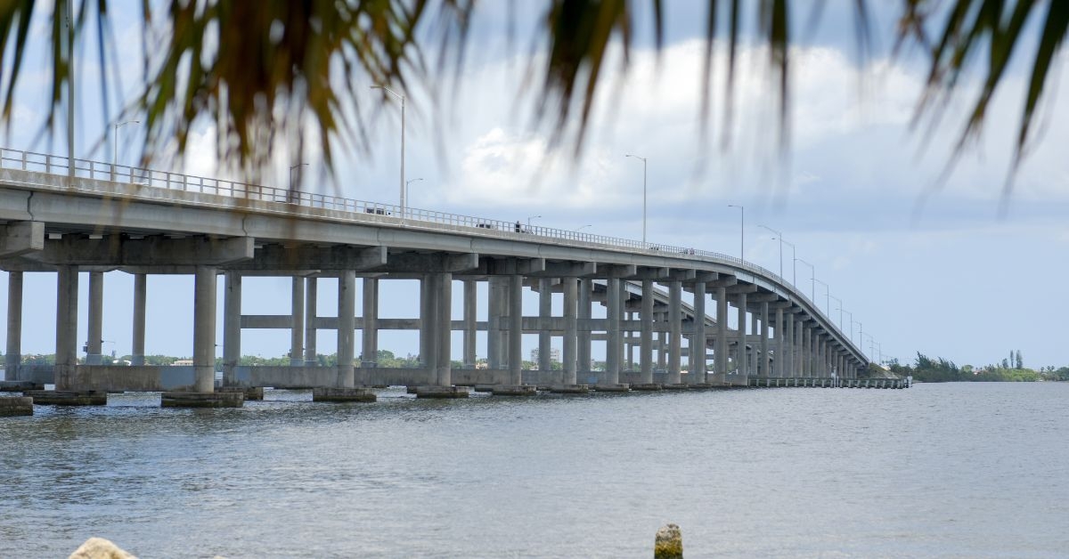Long bridge in Palm Bay, Florida