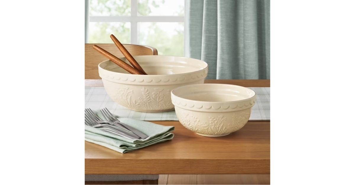 floral ceramic prep and serve bowls