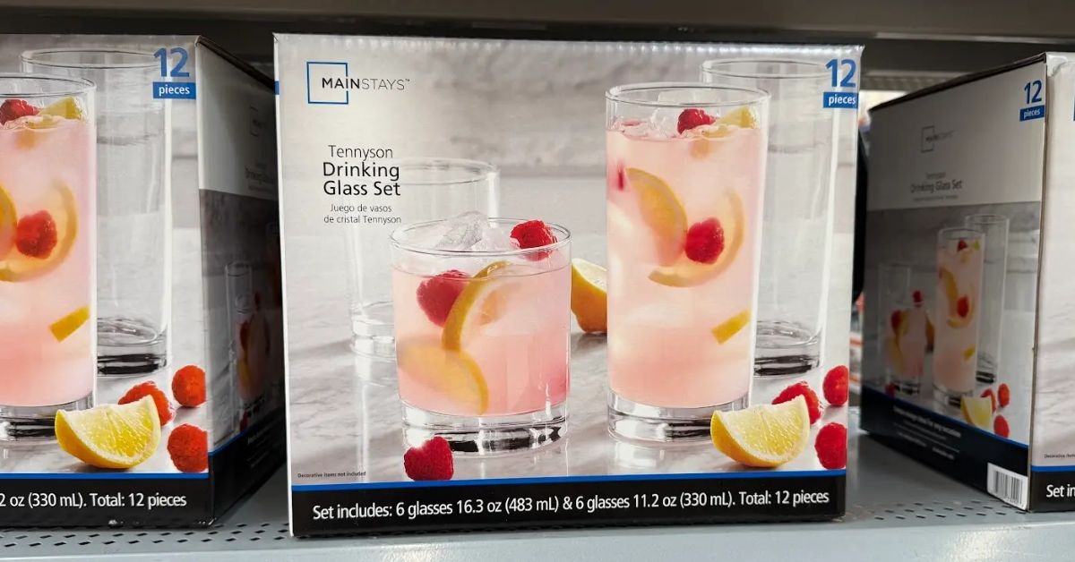 mainstays tennyson drinking glass set