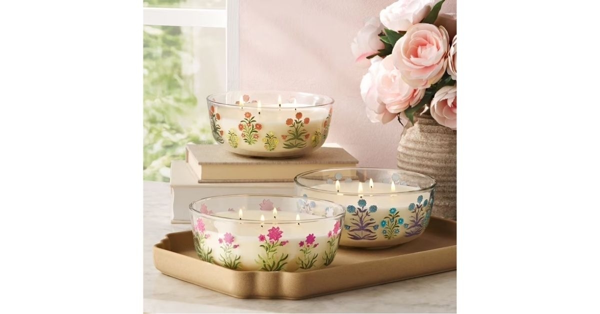 4 wick floral candle