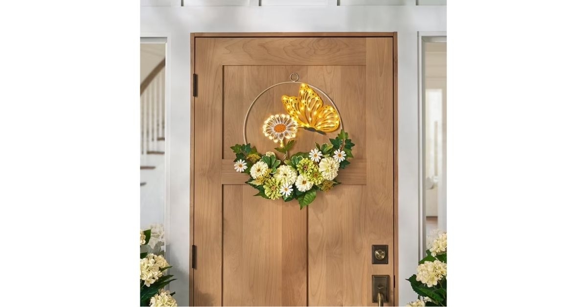 pre lit butterfly wreath