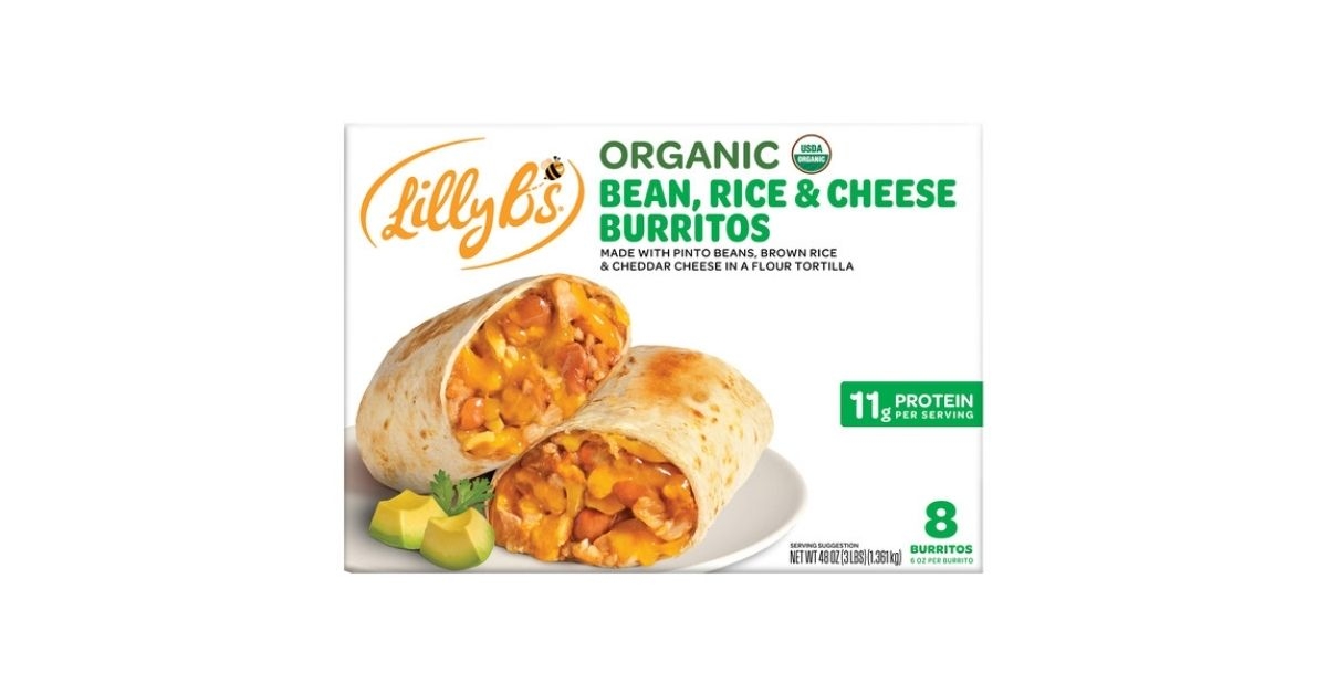 organic bean rice cheese burrito