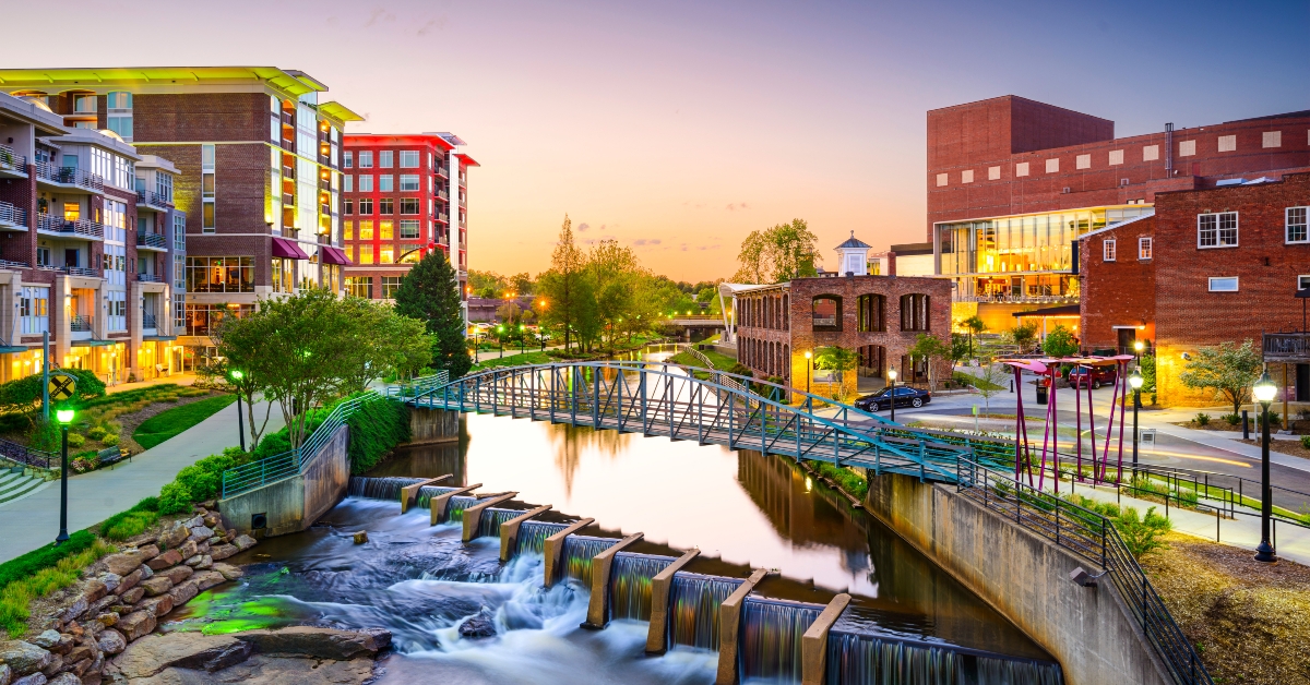 Greenville, South Carolina, USA Downtown Cityscape