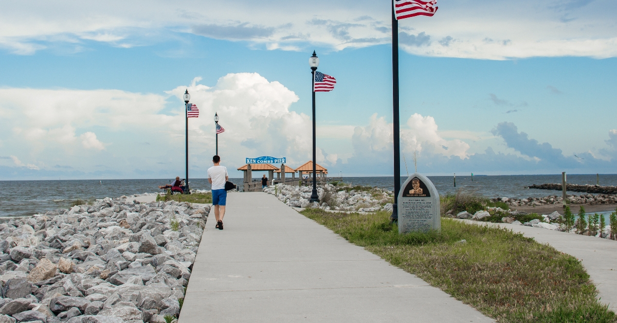 Wooden pier with gazebos