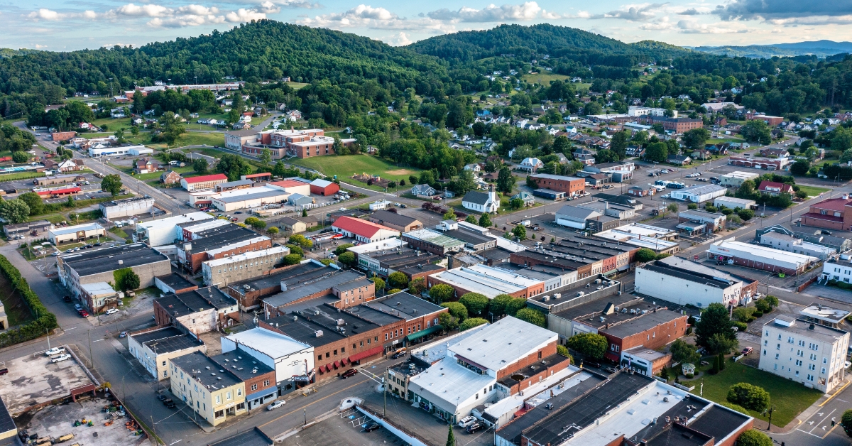 aerial view of downtown galax virginia