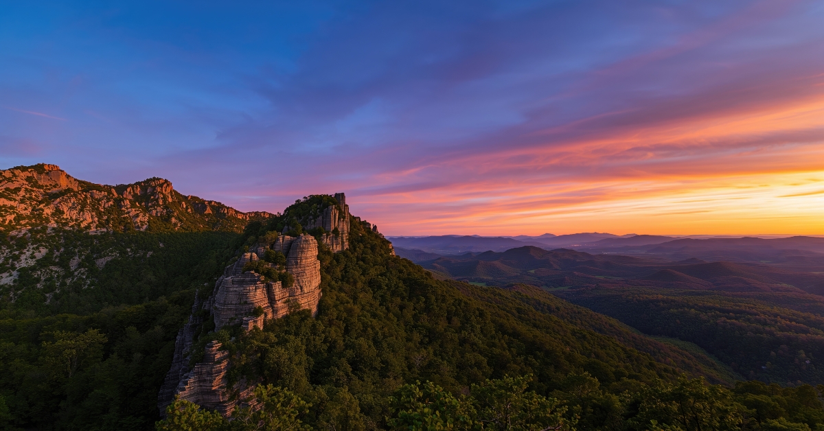 sunset over the pinnacles in berea kentucky