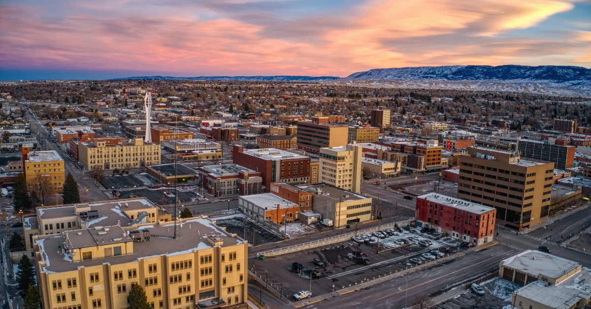 aerial view of downtown casper wyoming