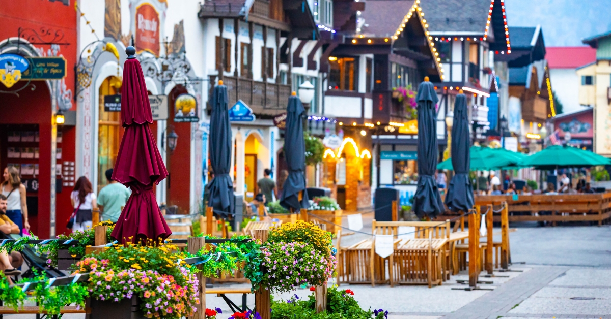 bright flowers and lights at leavenworth