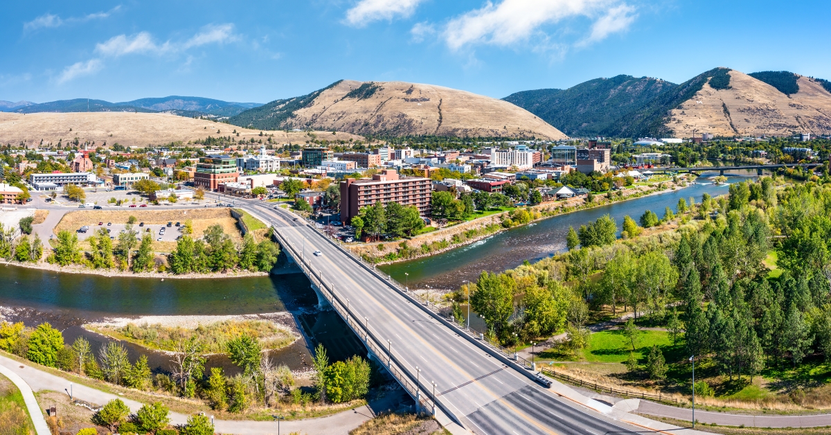 aerial panorama of missoula montana