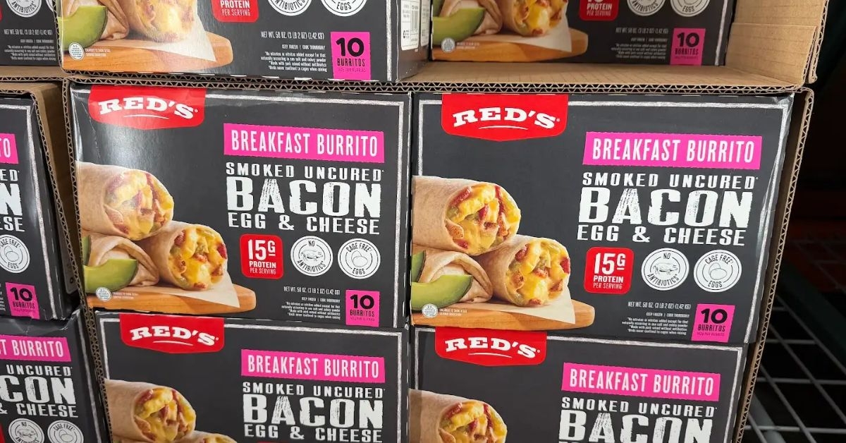 smoked uncured bacon egg and cheese breakfast burrito