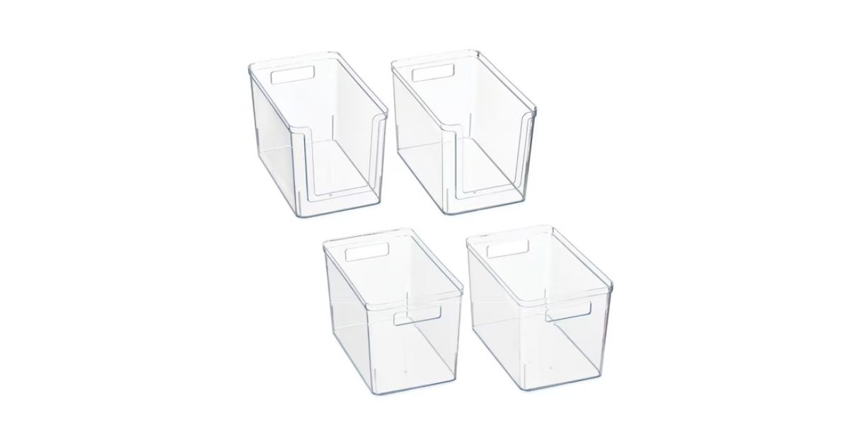 clear plastic pantry storage bin organizer set