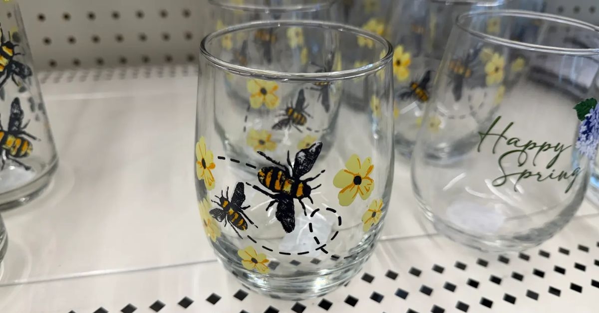bee stemless wine glass