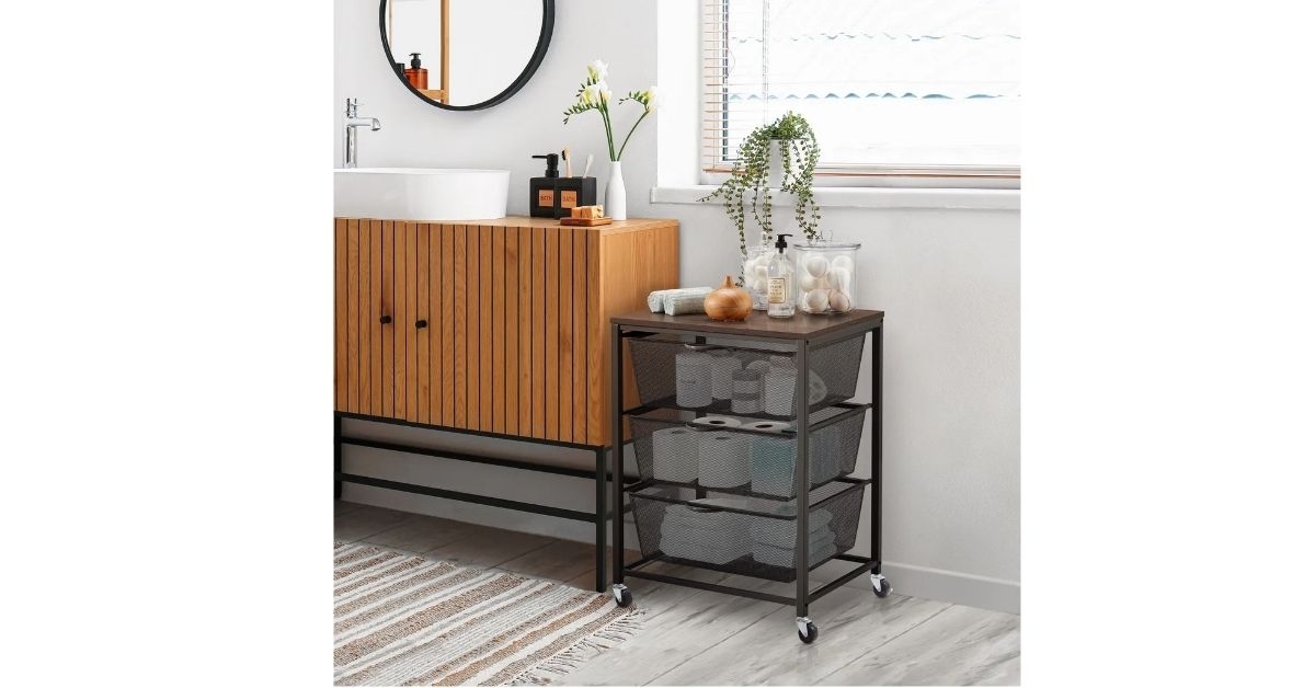 3 tier mesh basket cart