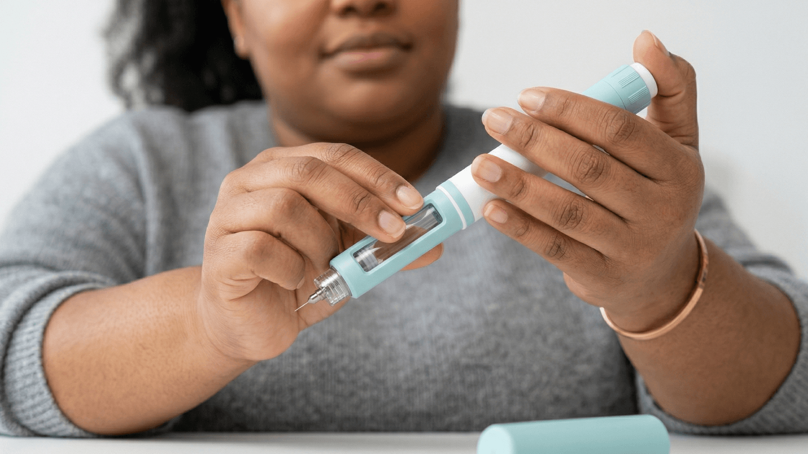 woman holding medication