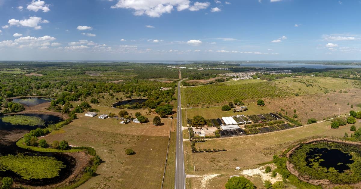 Aerial panoramic view of Howey-in-the-Hills, Florida