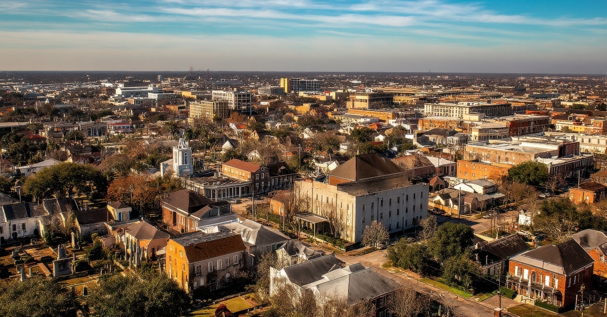 aerial view of lafayette louisiana