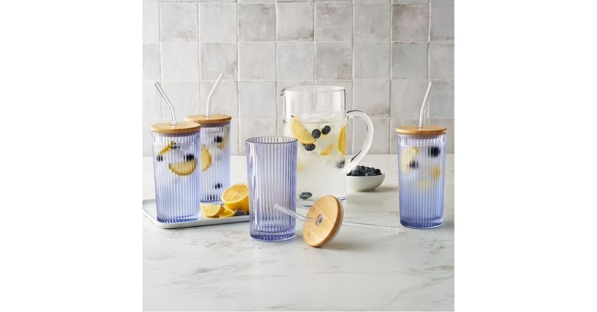 glass tumblers with bamboo lids