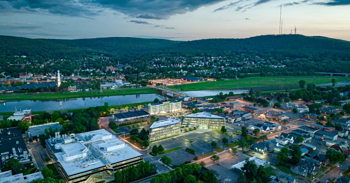 aerial image of Corning NY