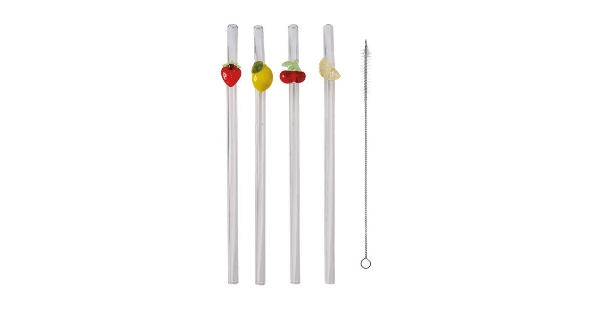 glass straws with fruit