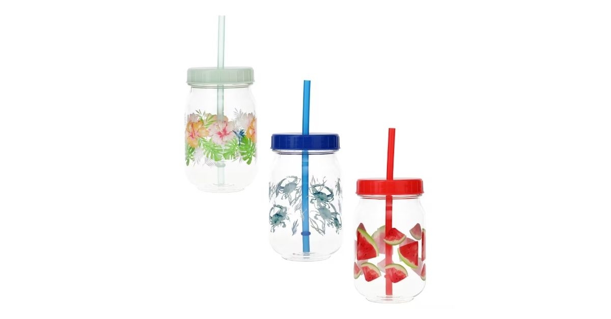 tropical party tumblers with lid straws