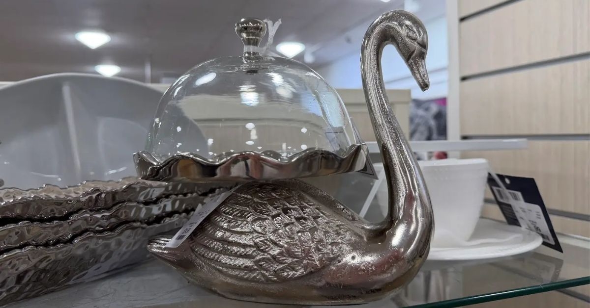 silver swan serving tray