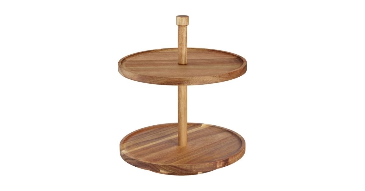 two-tier wooden lazy susan