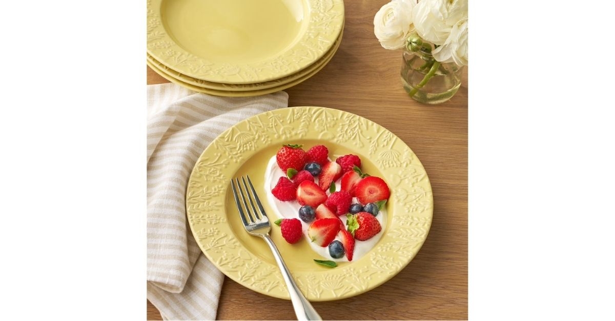 ceramic floral texture salad plates