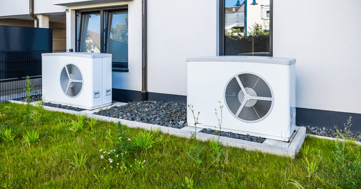 Heat pump system at modern new home