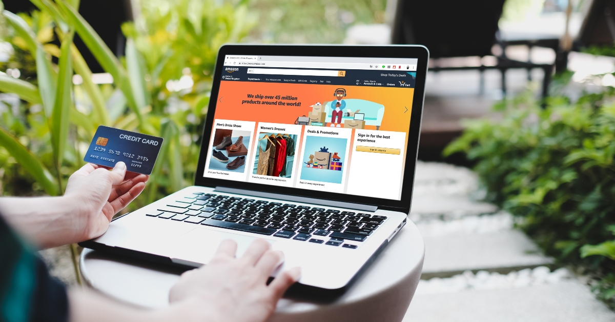 laptop showing amazon logo
