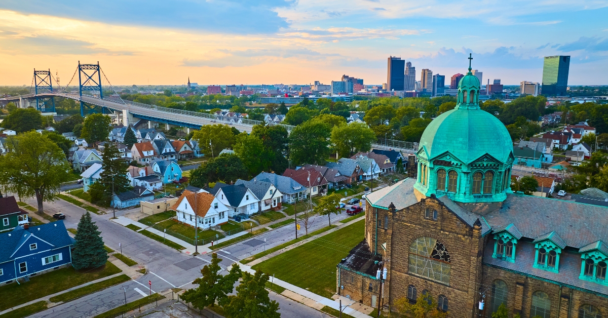 aerial view toledo skyline
