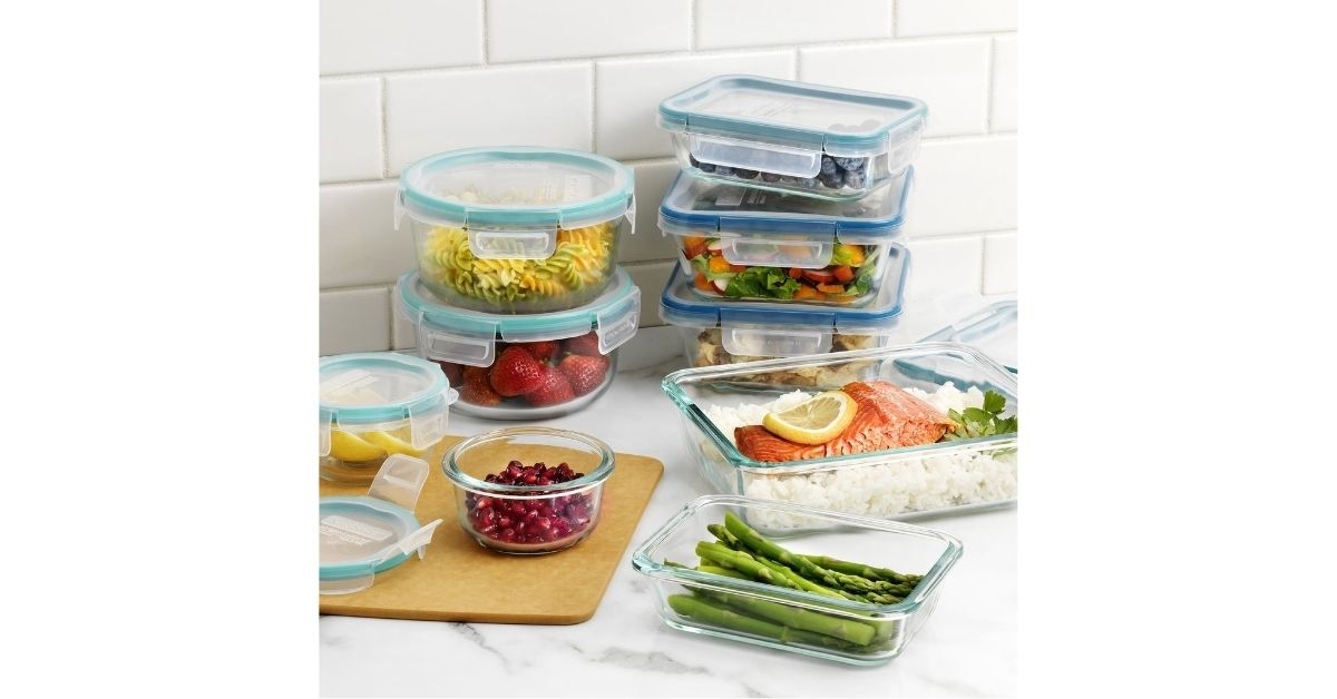snapware pyrex 18-piece glass food storage