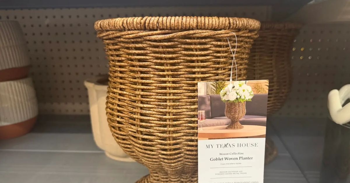 house woven goblet planter