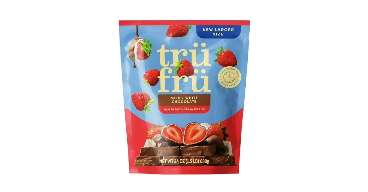 tru fru strawberries in white milk chocolate