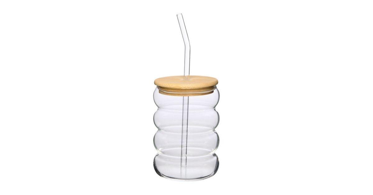 crofton wavy glass cup with lid