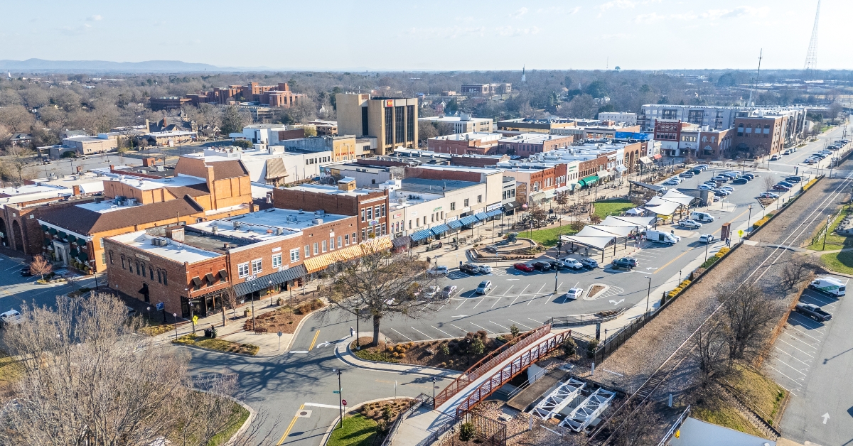 Downtown Hickory North Carolina aerial