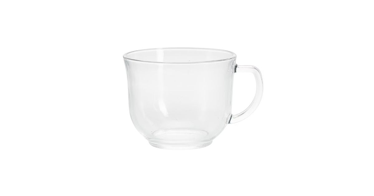 clear glass mug with handle