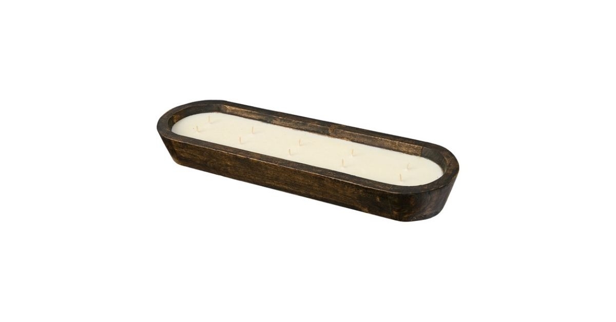 rustic carved wood candle